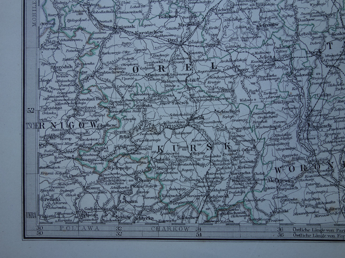 RUSSIA old map of Moscow in 1876 original antique map central Russia vintage poster