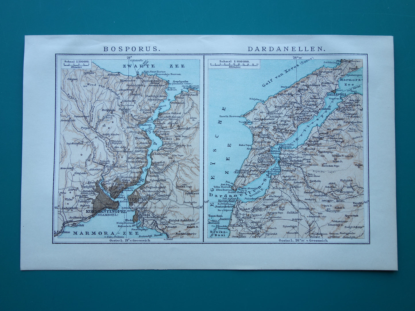 BOSPORUS & DARDANELLES small old map from 1915 original Dutch vintage map