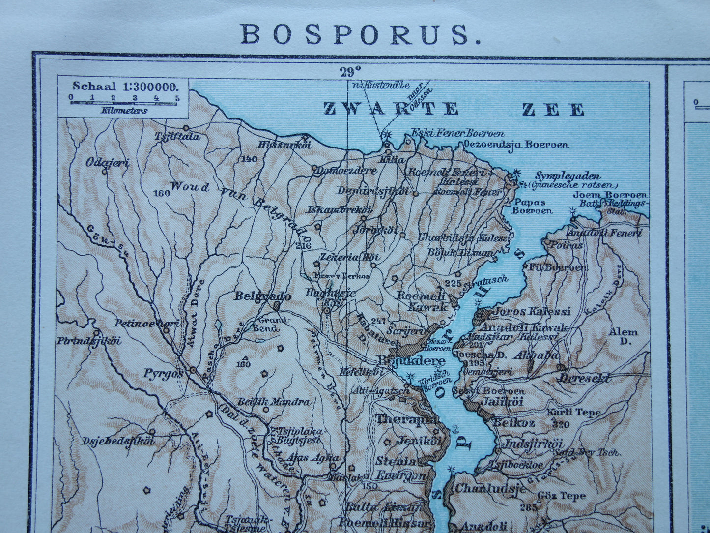 BOSPORUS & DARDANELLES small old map from 1915 original Dutch vintage map