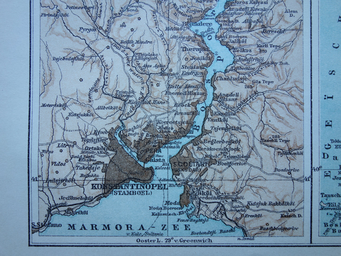 BOSPORUS & DARDANELLES small old map from 1915 original Dutch vintage map