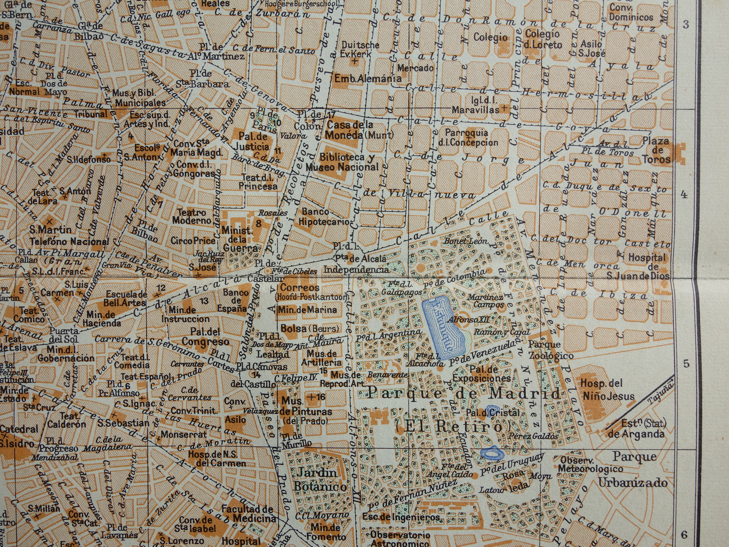 MADRID oude kaart van Madrid Spanje uit 1936 originele vintage plattegrond