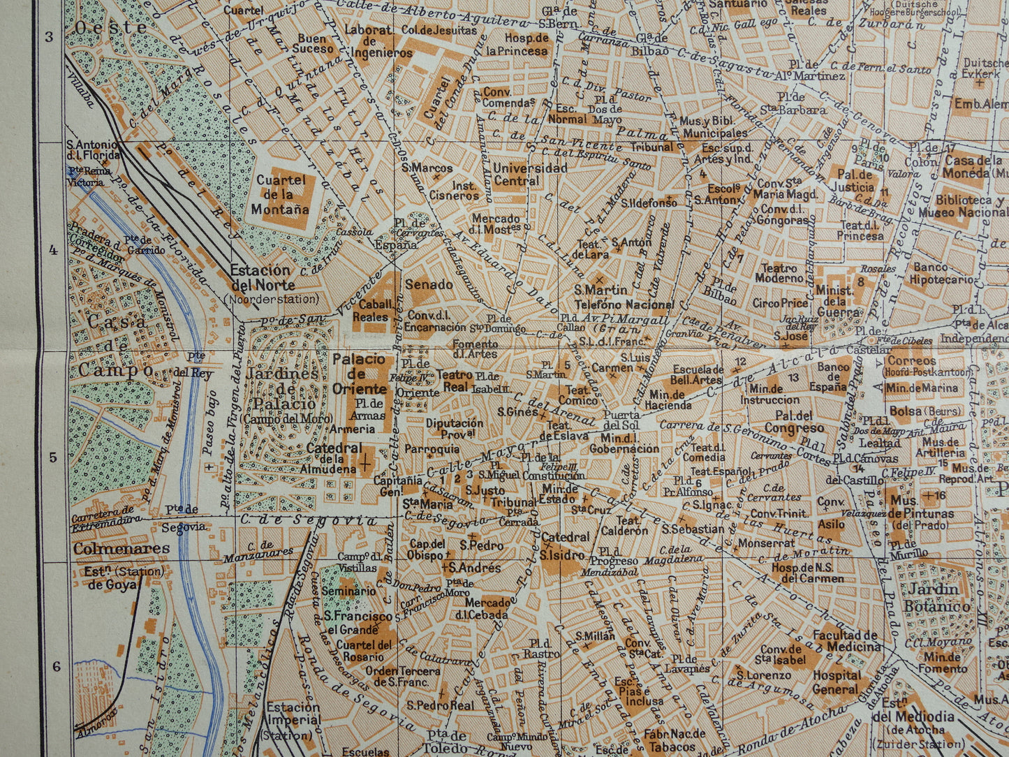 MADRID oude kaart van Madrid Spanje uit 1936 originele vintage plattegrond