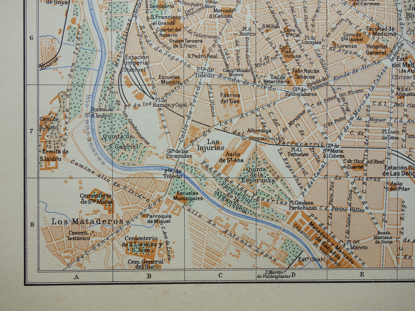 MADRID oude kaart van Madrid Spanje uit 1936 originele vintage plattegrond