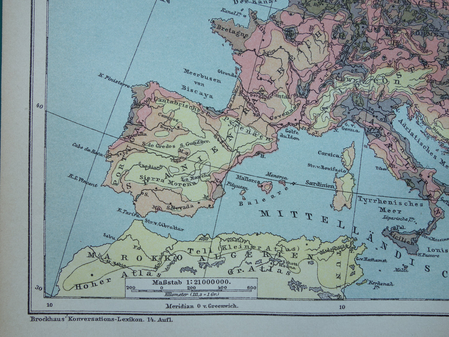 Old map Population Density of Europe from the year 1902 antique Thematic map