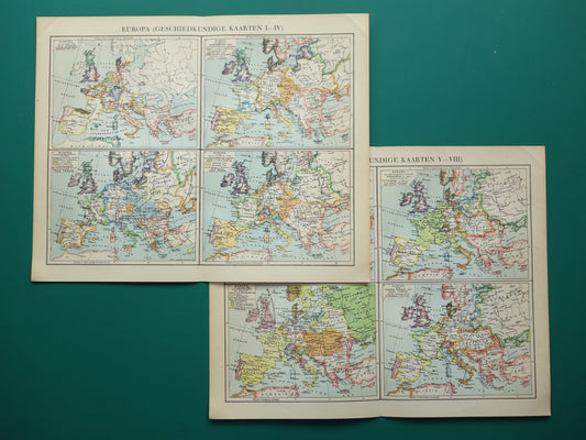 Geschichte Europas in alten Karten - 2er Set Drucke mit 8 x historischer Karte - Landkarte Napoleon 1789-1815