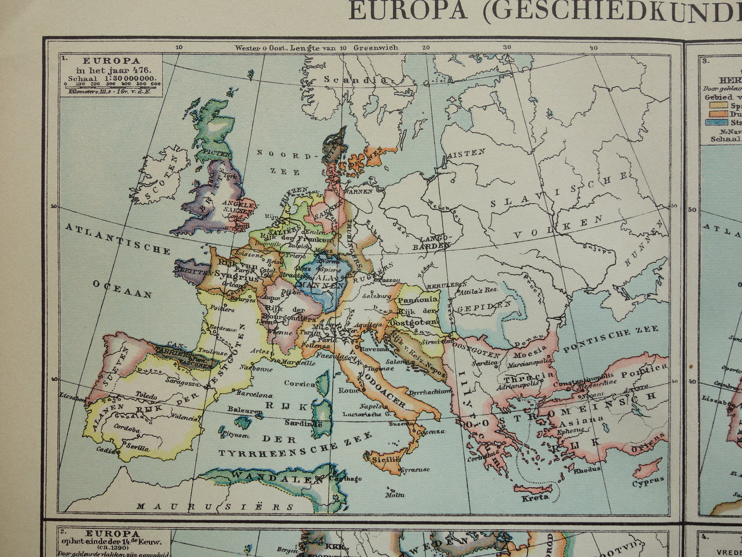 History of Europe in old maps - set of 2 prints with 8 x historical map - map Napoleon 1789 1815