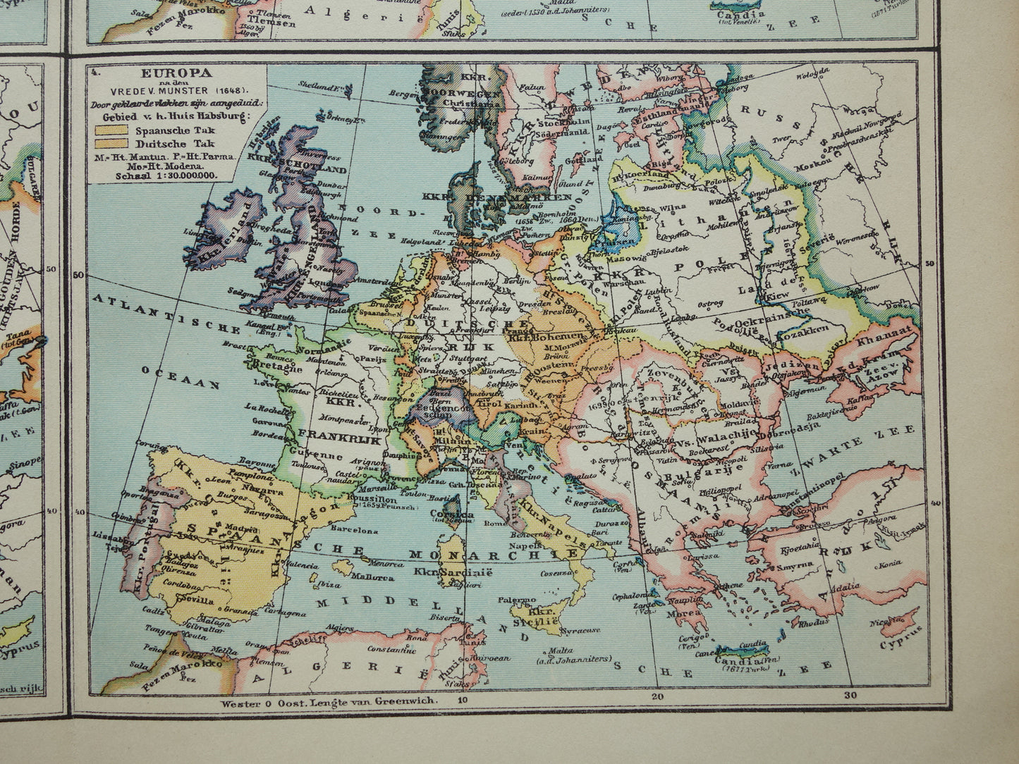 History of Europe in old maps - set of 2 prints with 8 x historical map - map Napoleon 1789 1815