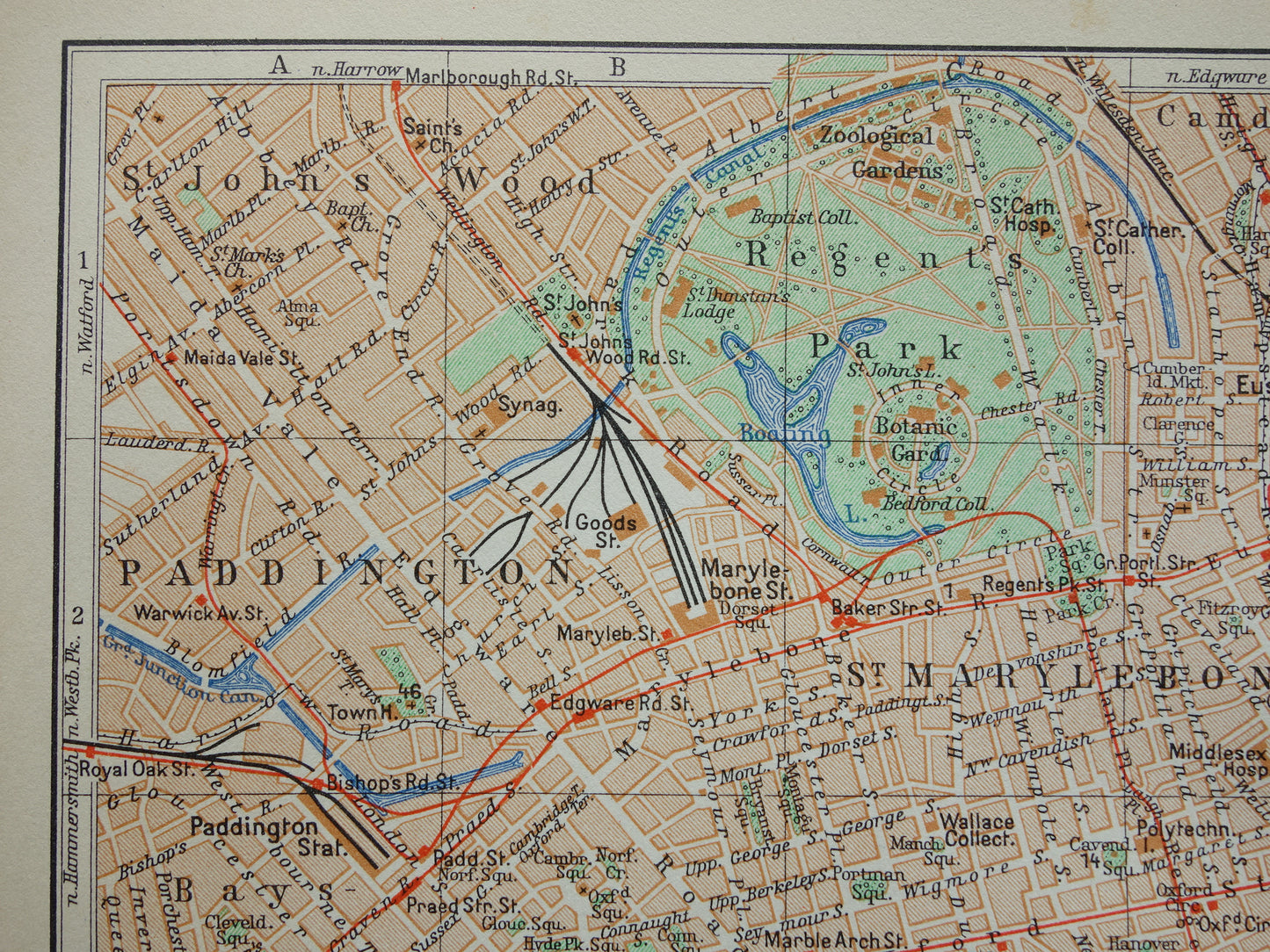 LONDON alte Karte von 1936 originale niederländische antike Karte des Zentrums von London City Westend Westminster