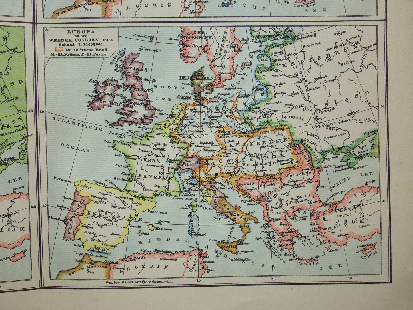 History of Europe in old maps - set of 2 prints with 8 x historical map - map Napoleon 1789 1815