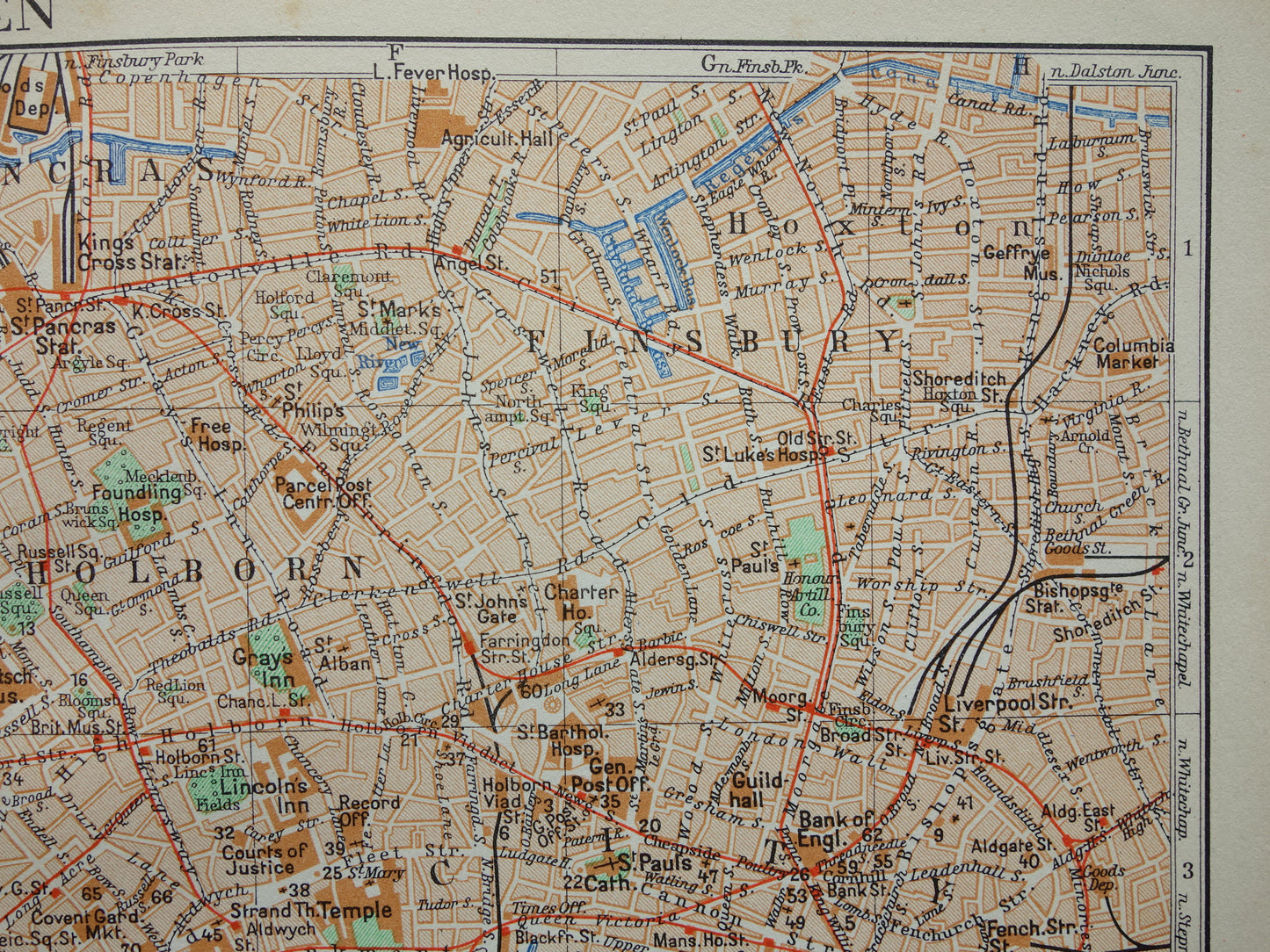 LONDON alte Karte von 1936 originale niederländische antike Karte des Zentrums von London City Westend Westminster