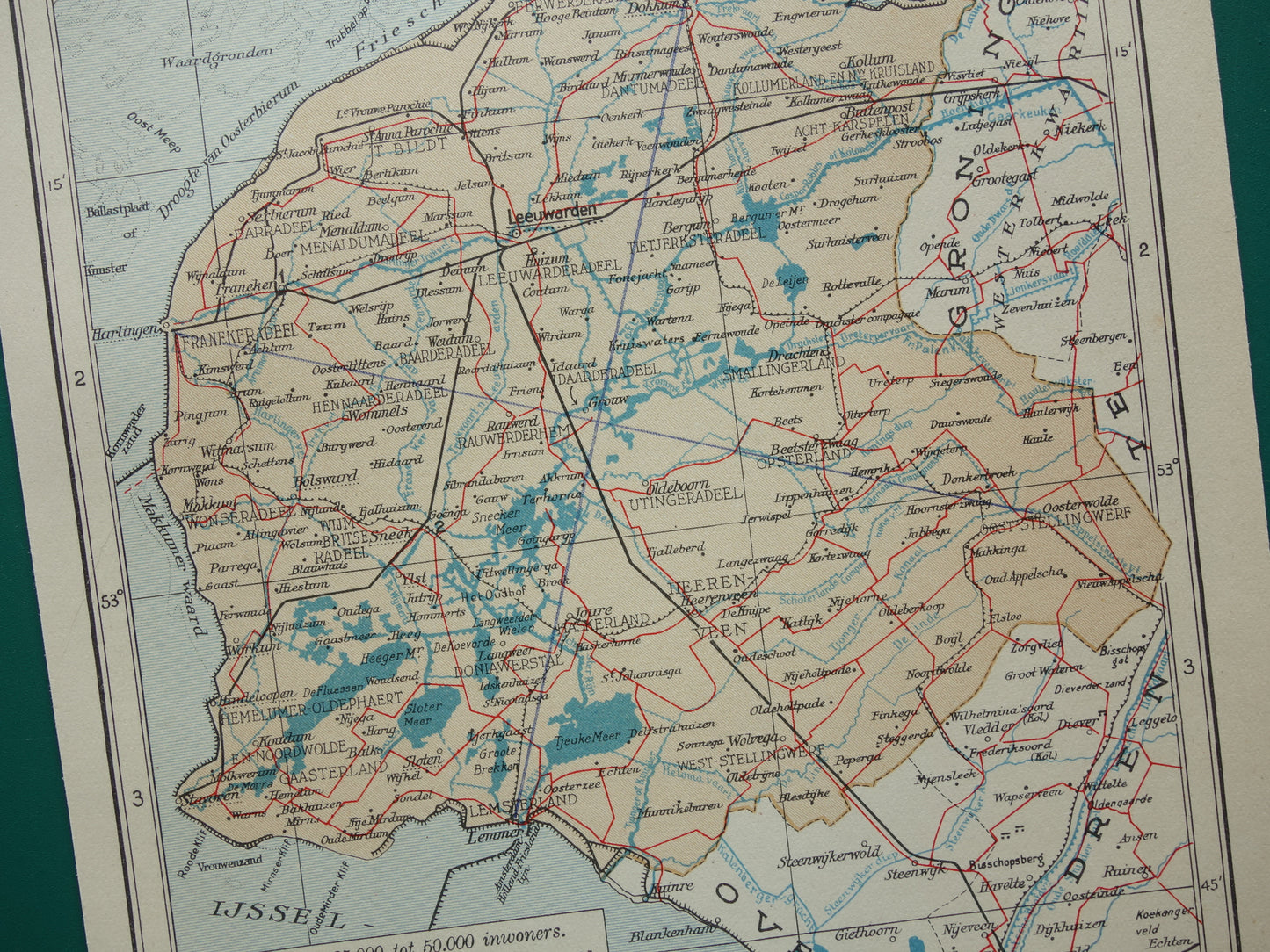FRIESLAND Old map of the province of Friesland from 1935 small original vintage historical map