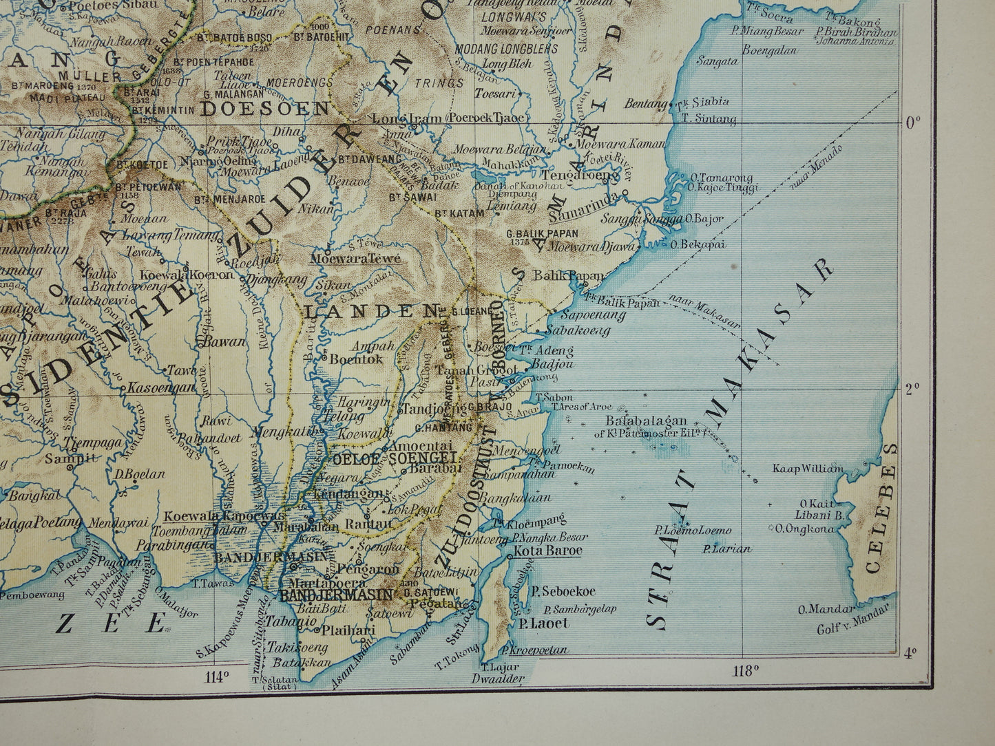 BORNEO old map from 1915 original Dutch vintage map Indonesia