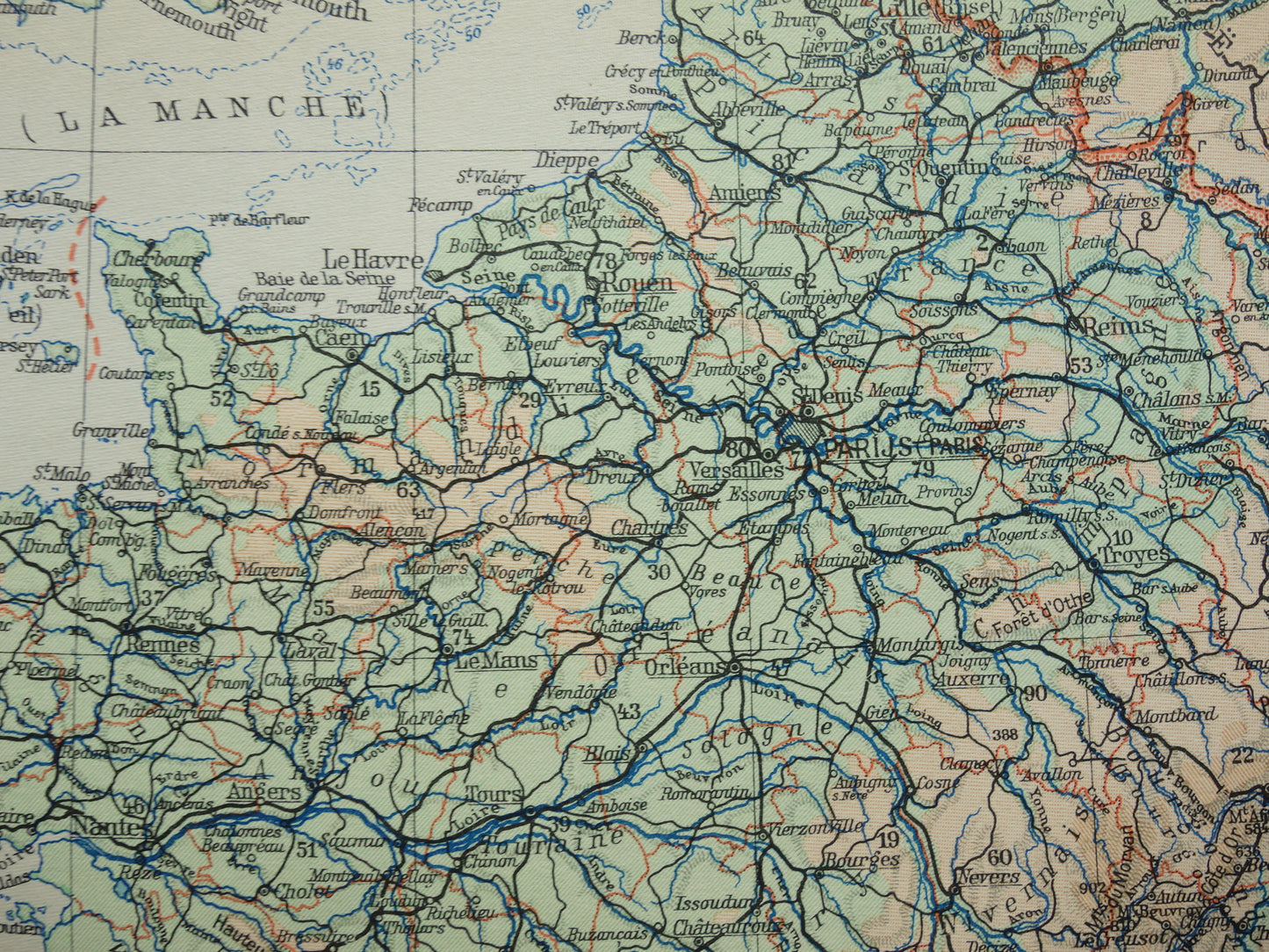 FRANCE Old Dutch map of France from 1935 original vintage country map relief map