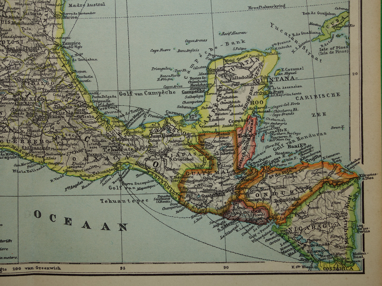 MEXICO Vintage map of Mexico from 1937 original old Dutch map