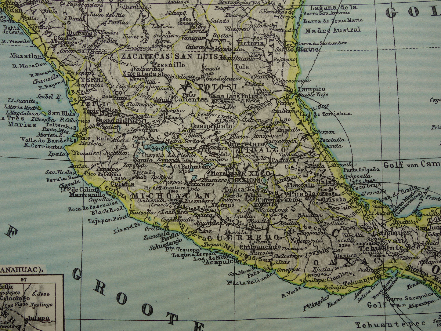 MEXICO Vintage map of Mexico from 1937 original old Dutch map