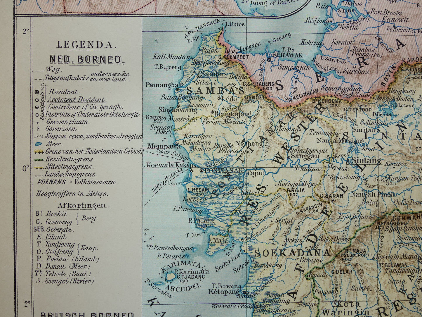 BORNEO old map from 1915 original Dutch vintage map Indonesia