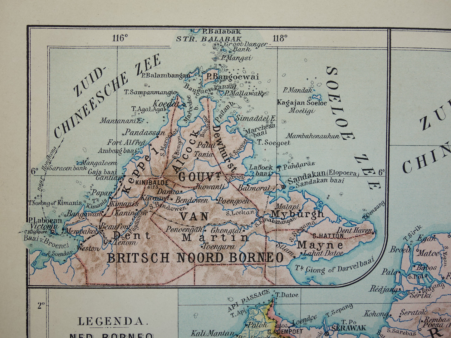 BORNEO old map from 1915 original Dutch vintage map Indonesia