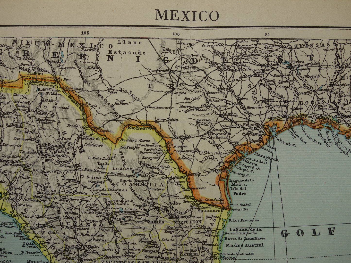 MEXICO Vintage map of Mexico from 1937 original old Dutch map