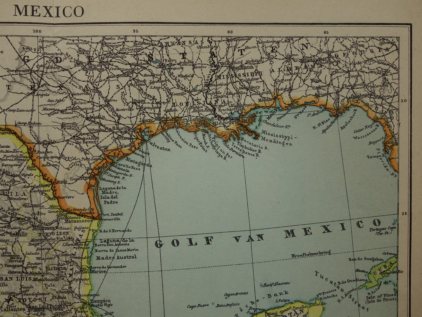 MEXICO Vintage map of Mexico from 1937 original old Dutch map