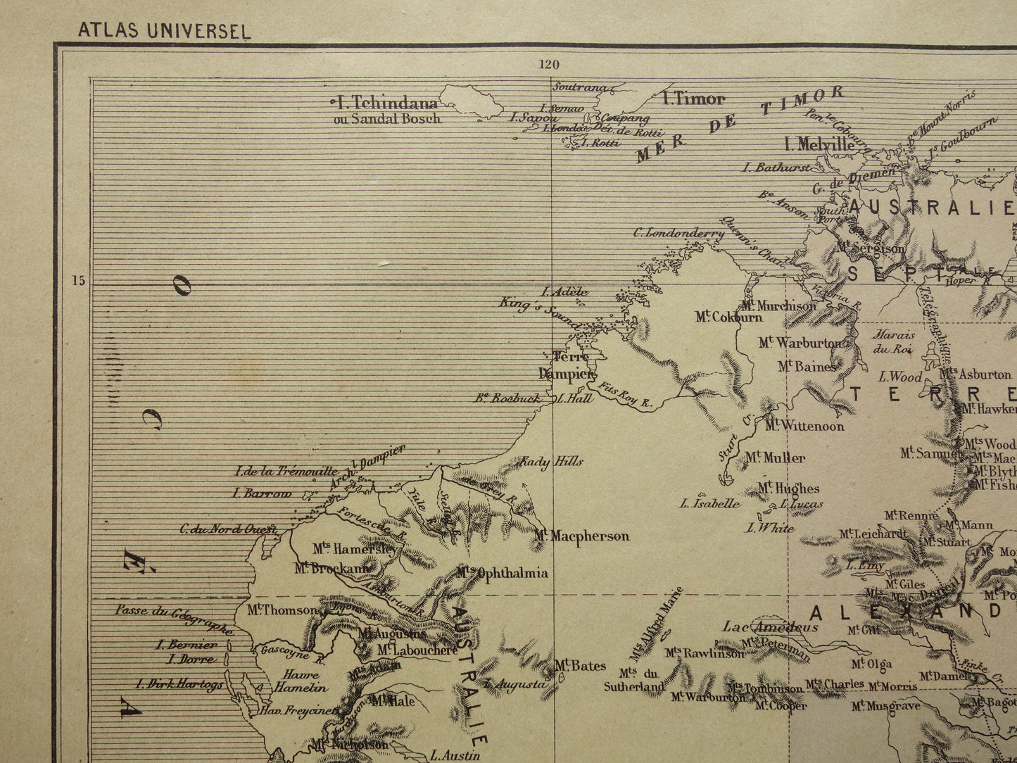 Oude kaart van Australië uit 1896 originele antieke Franse handgekleurde landkaart Australië