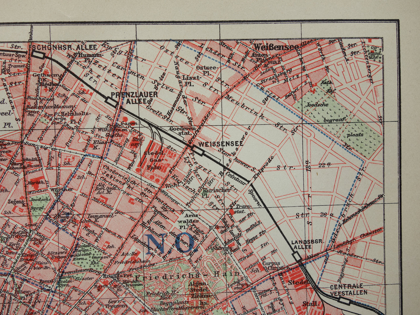 BERLIJN oude kaart van Berlijn uit 1915 originele Nederlandse antieke plattegrond
