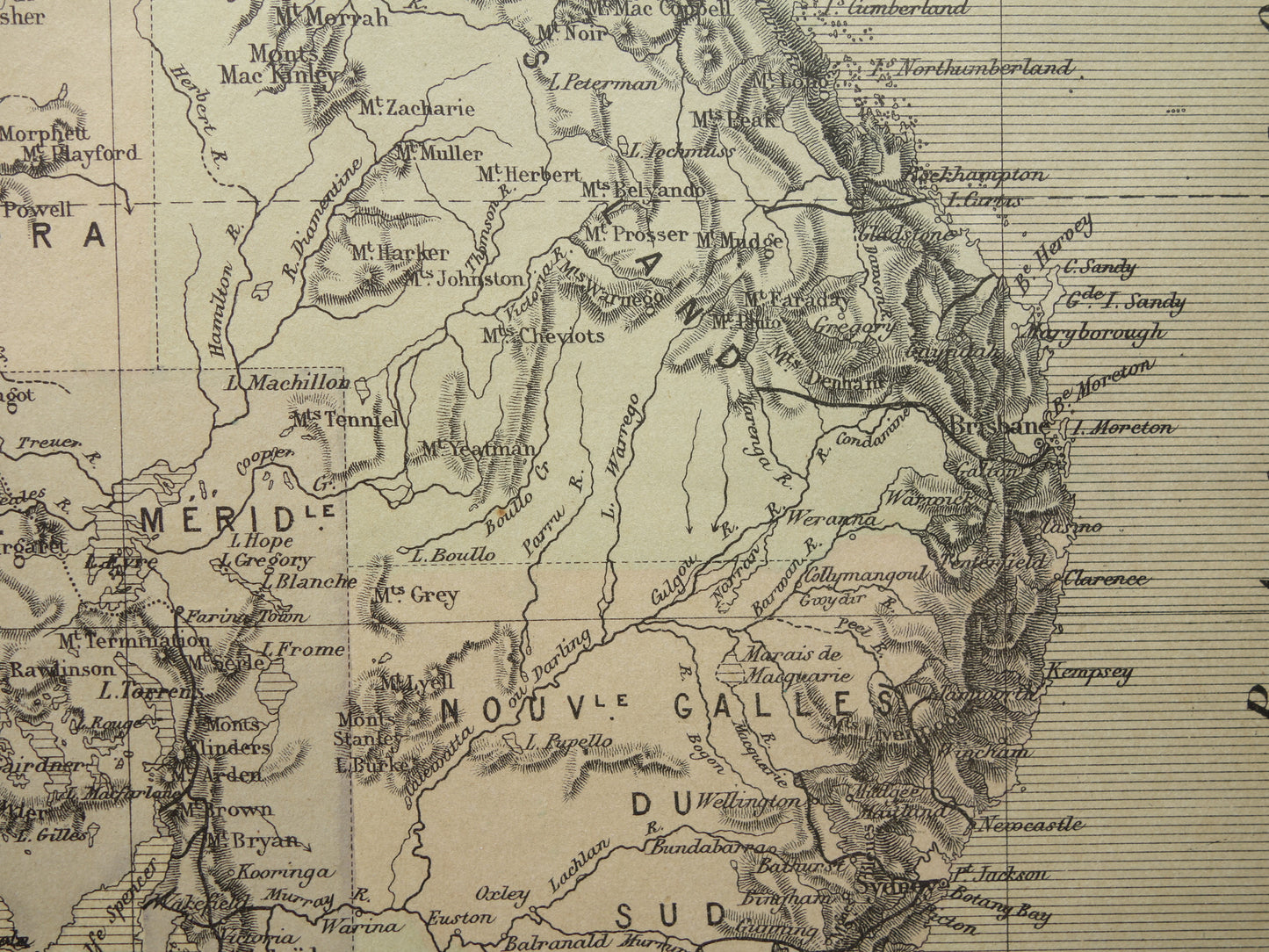 Oude kaart van Australië uit 1896 originele antieke Franse handgekleurde landkaart Australië