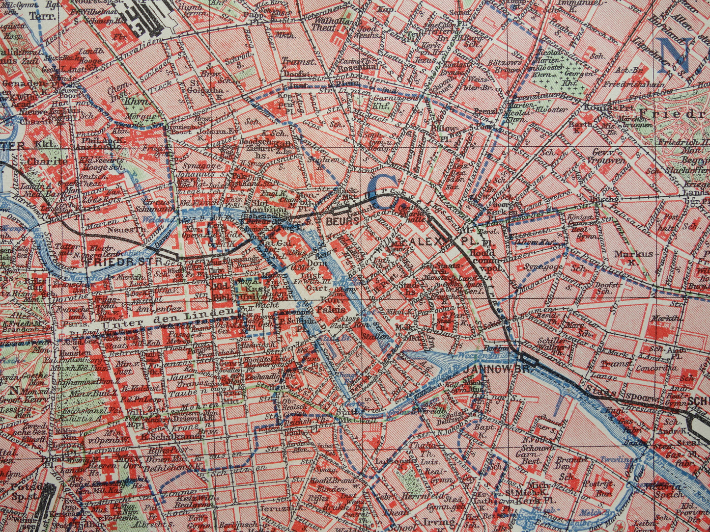 BERLIJN oude kaart van Berlijn uit 1915 originele Nederlandse antieke plattegrond