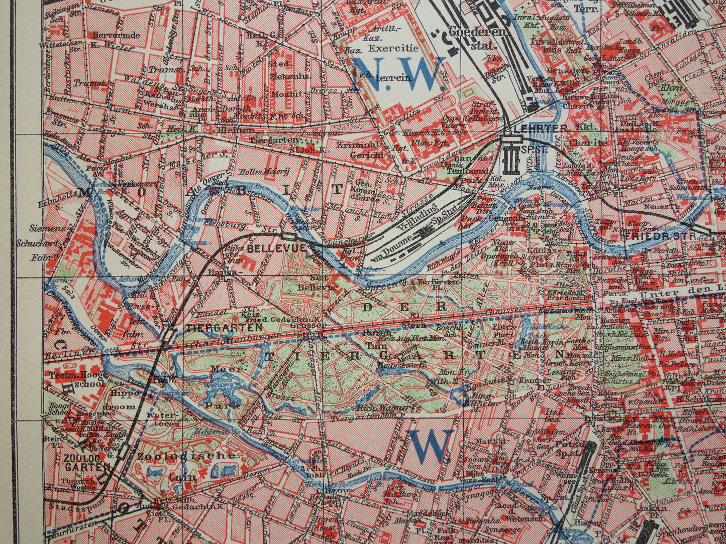 BERLIJN oude kaart van Berlijn uit 1915 originele Nederlandse antieke plattegrond