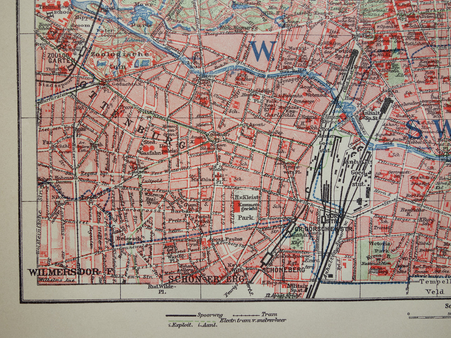 BERLIJN oude kaart van Berlijn uit 1915 originele Nederlandse antieke plattegrond