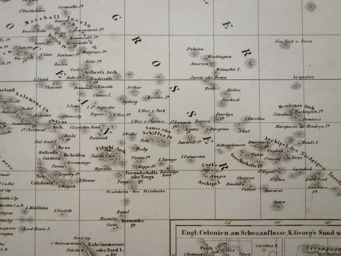 OCEANIA antique map of Oceania 175+ year old map of the continent with Australia New Zealand from 1849 - original vintage historical maps