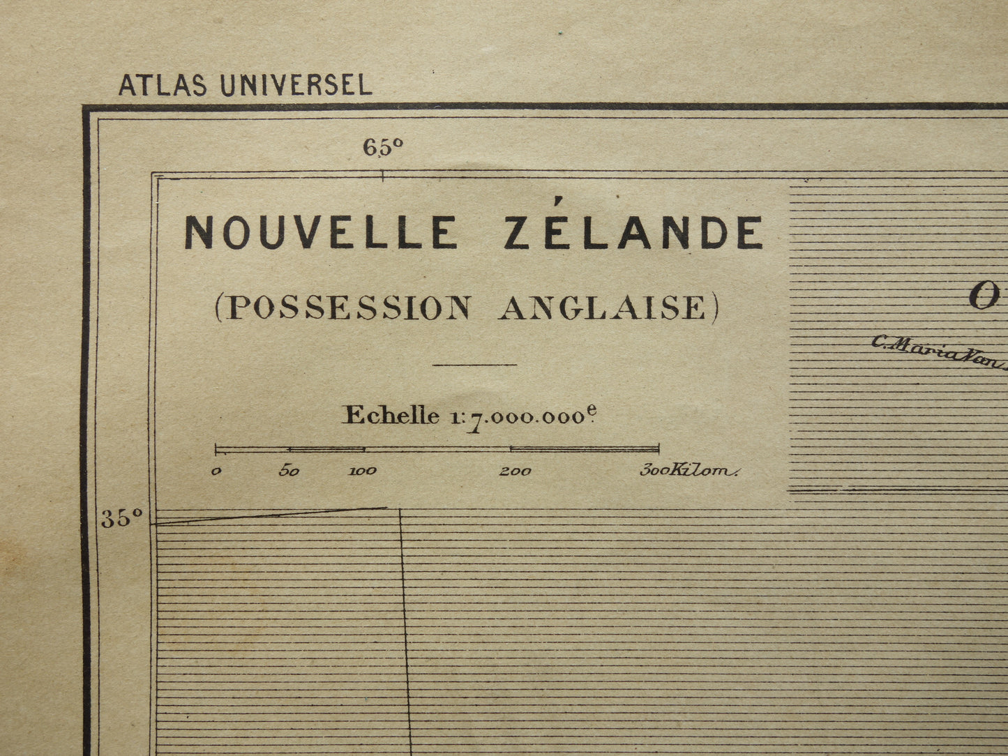 NEW ZEALAND old map from 1896 original antique French hand-coloured map New Zealand