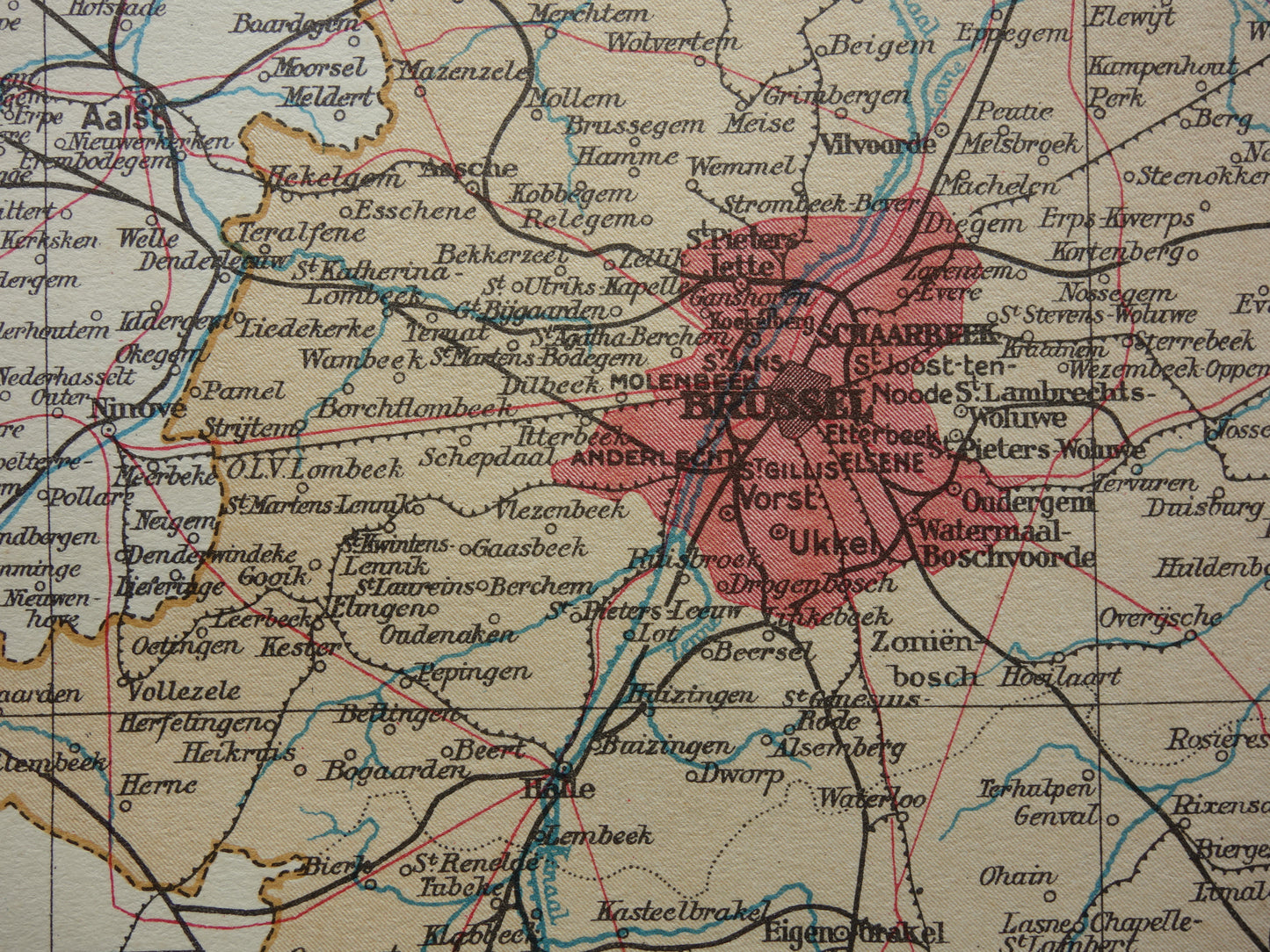 BRABANT Old map of the province of Belgian Brabant from 1933 Original vintage Dutch map