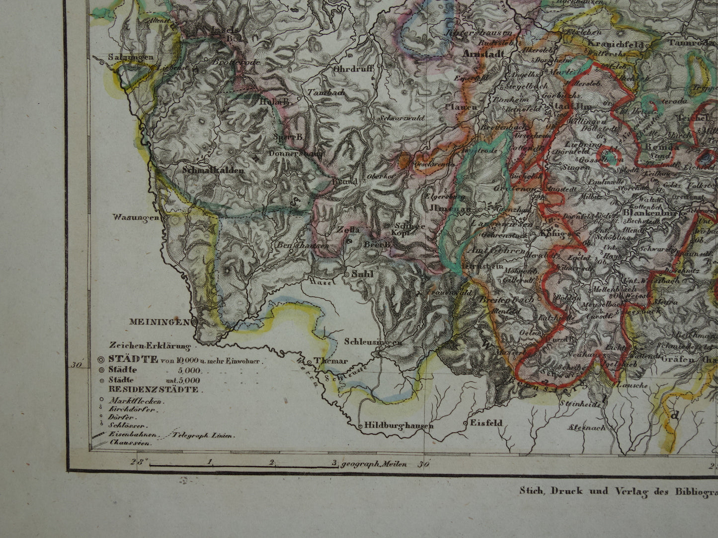 Schwarzburg-Sondershausen old map Germany from 1851 original antique map Gotha Rudolstadt