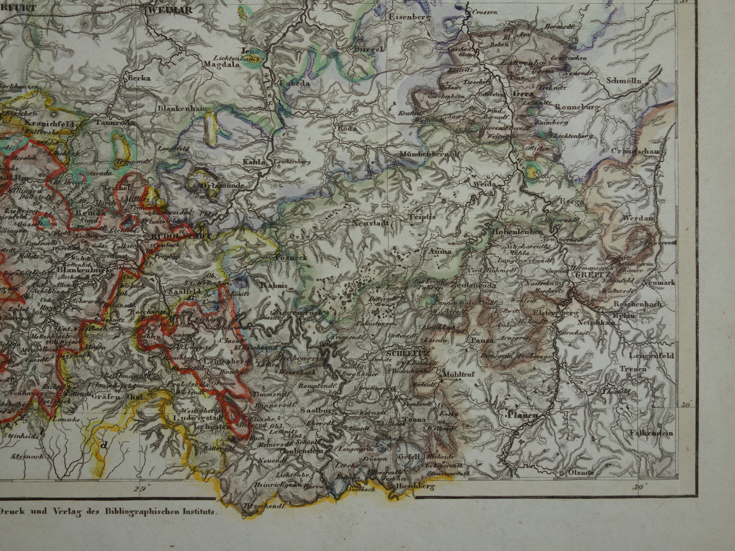 Schwarzburg-Sondershausen old map Germany from 1851 original antique map Gotha Rudolstadt