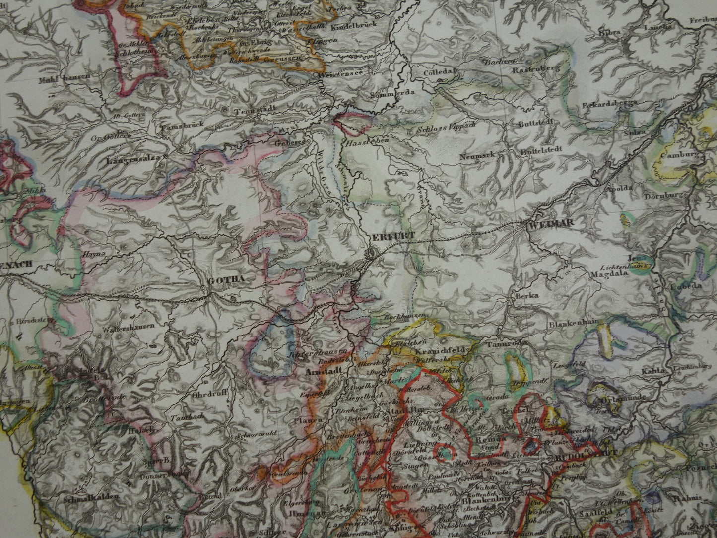 Schwarzburg-Sondershausen old map Germany from 1851 original antique map Gotha Rudolstadt