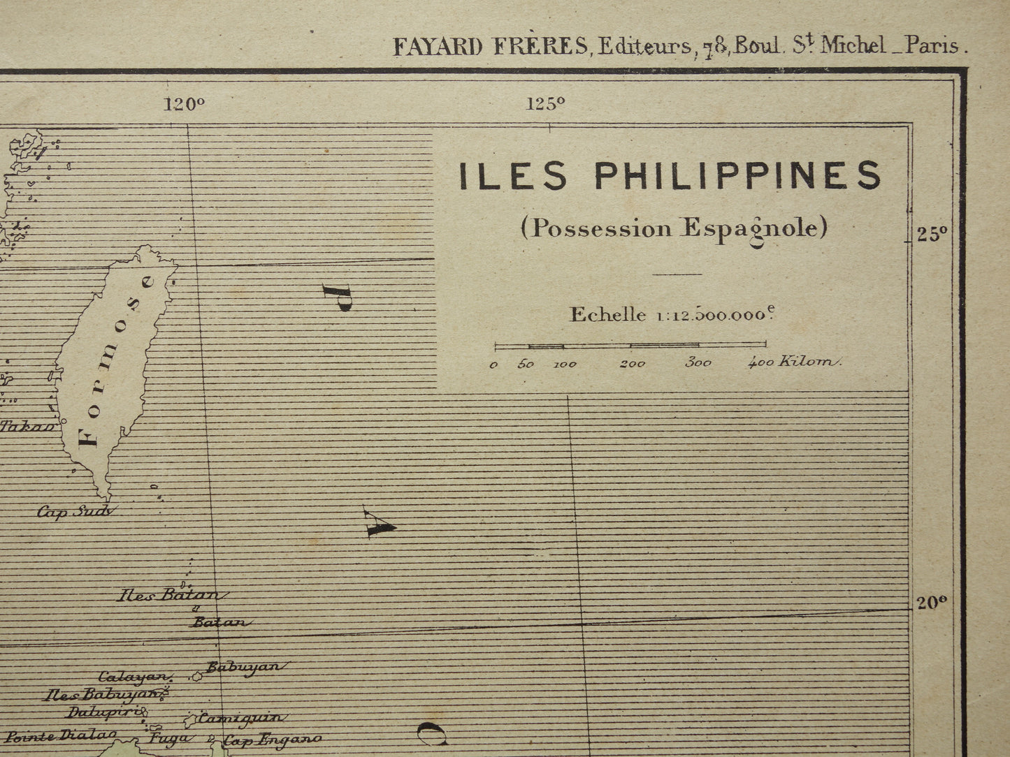 PHILIPPINES old map of the Philippines from 1896 original antique French map