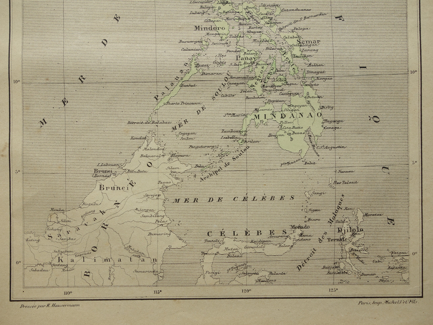 PHILIPPINES old map of the Philippines from 1896 original antique French map