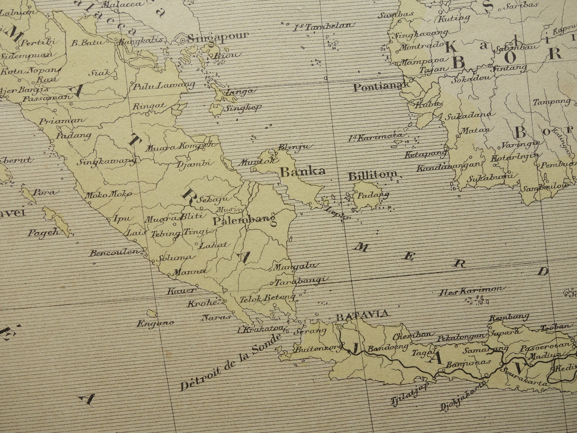 INDONESIE oude kaart van Indonesië 1896 originele antieke Franse handgekleurde landkaart Java Batavia Sumatra