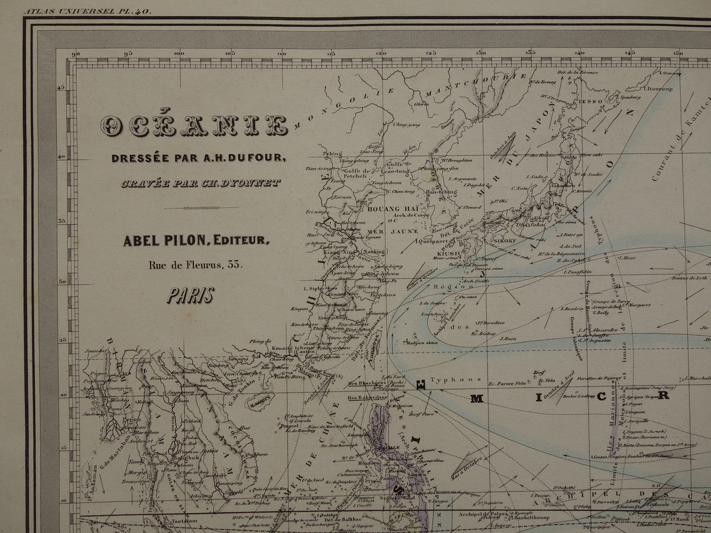 Antique map of Oceania 1880 original antique very large map Australia Indonesia Polynesia