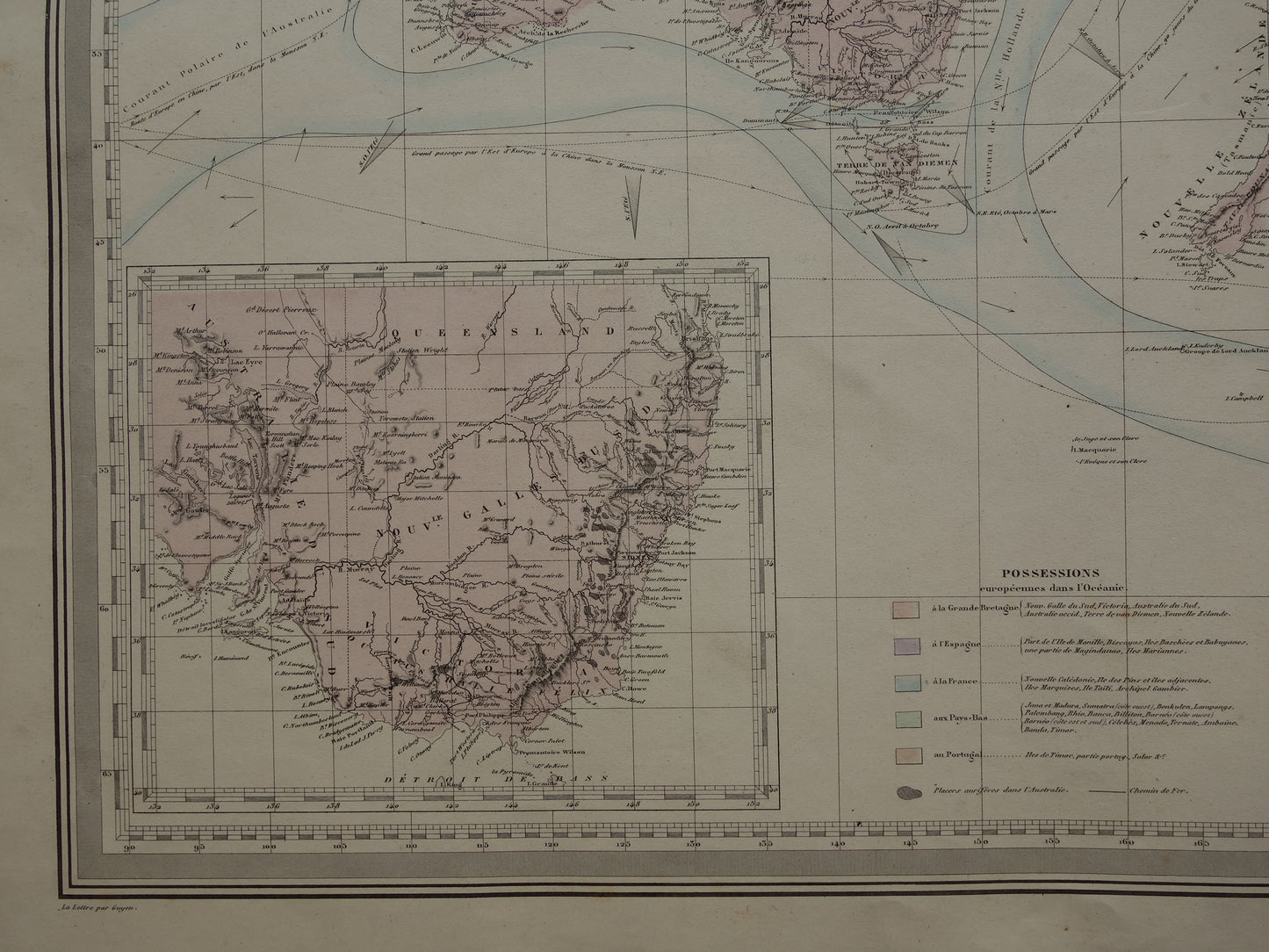 Antique map of Oceania 1880 original antique very large map Australia Indonesia Polynesia