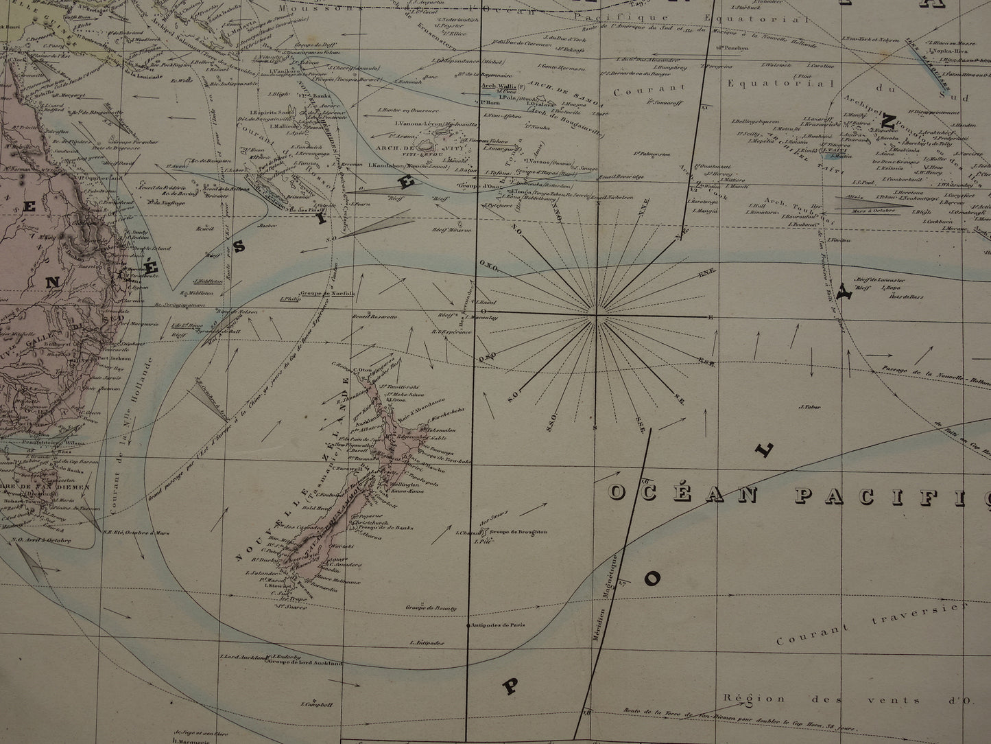 Antique map of Oceania 1880 original antique very large map Australia Indonesia Polynesia