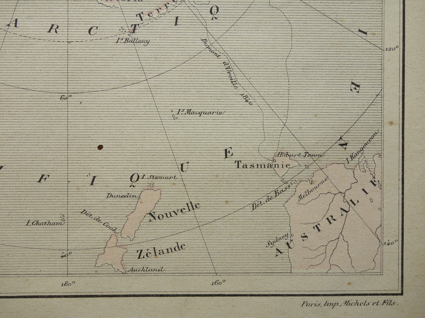 SOUTH POLE old map of Antarctica from 1896 original antique French map