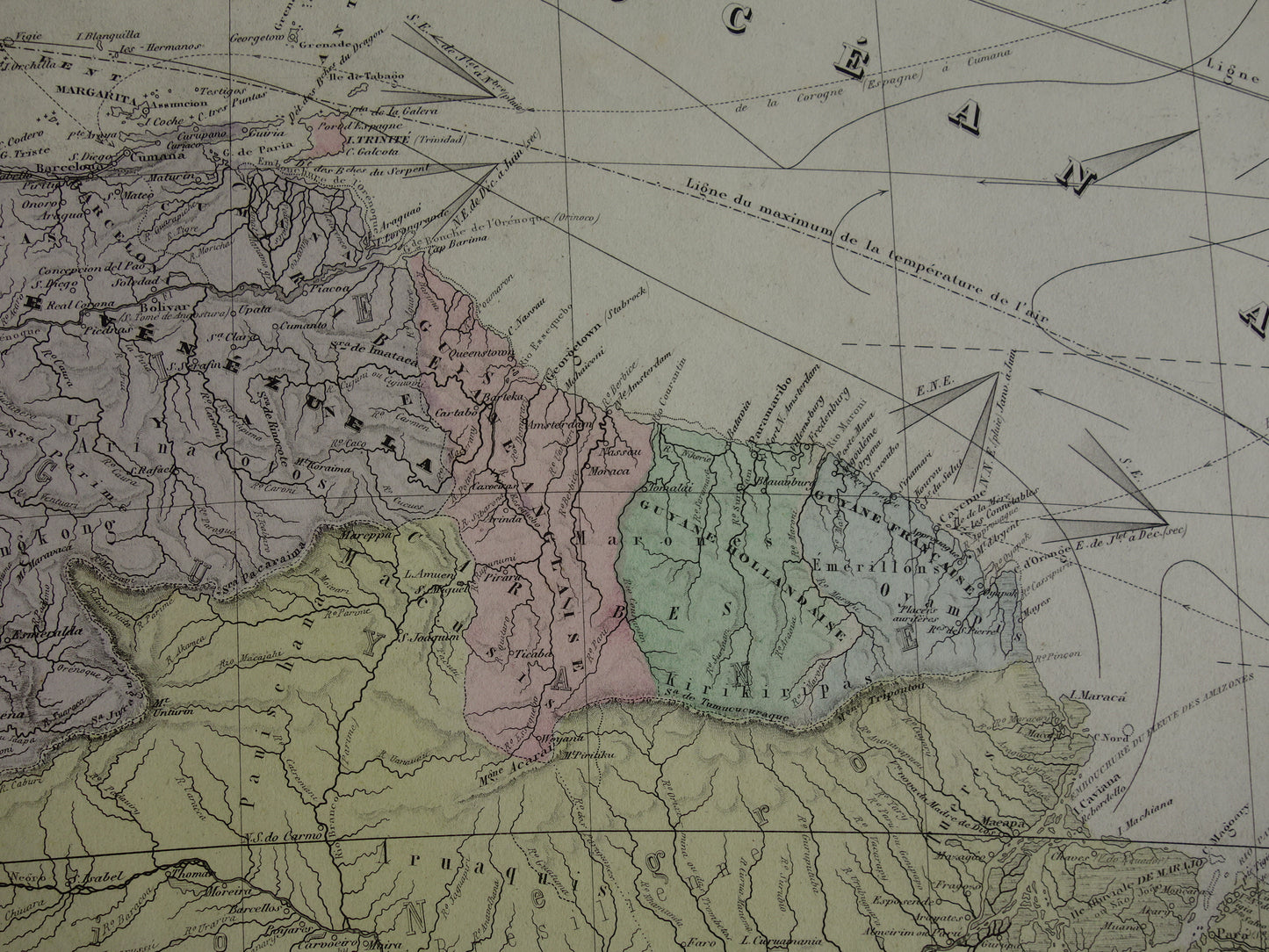 LARGE vintage map of South America 1880 original old antique very large map poster Brazil