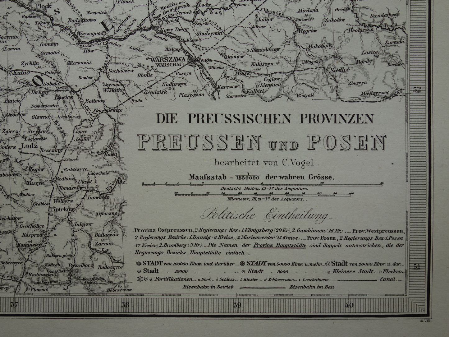 PRUSSIA Antique map of the Province of Prussia and Posen in 1878 Large original 145+ year old map Berlin Prussia Poland Germany