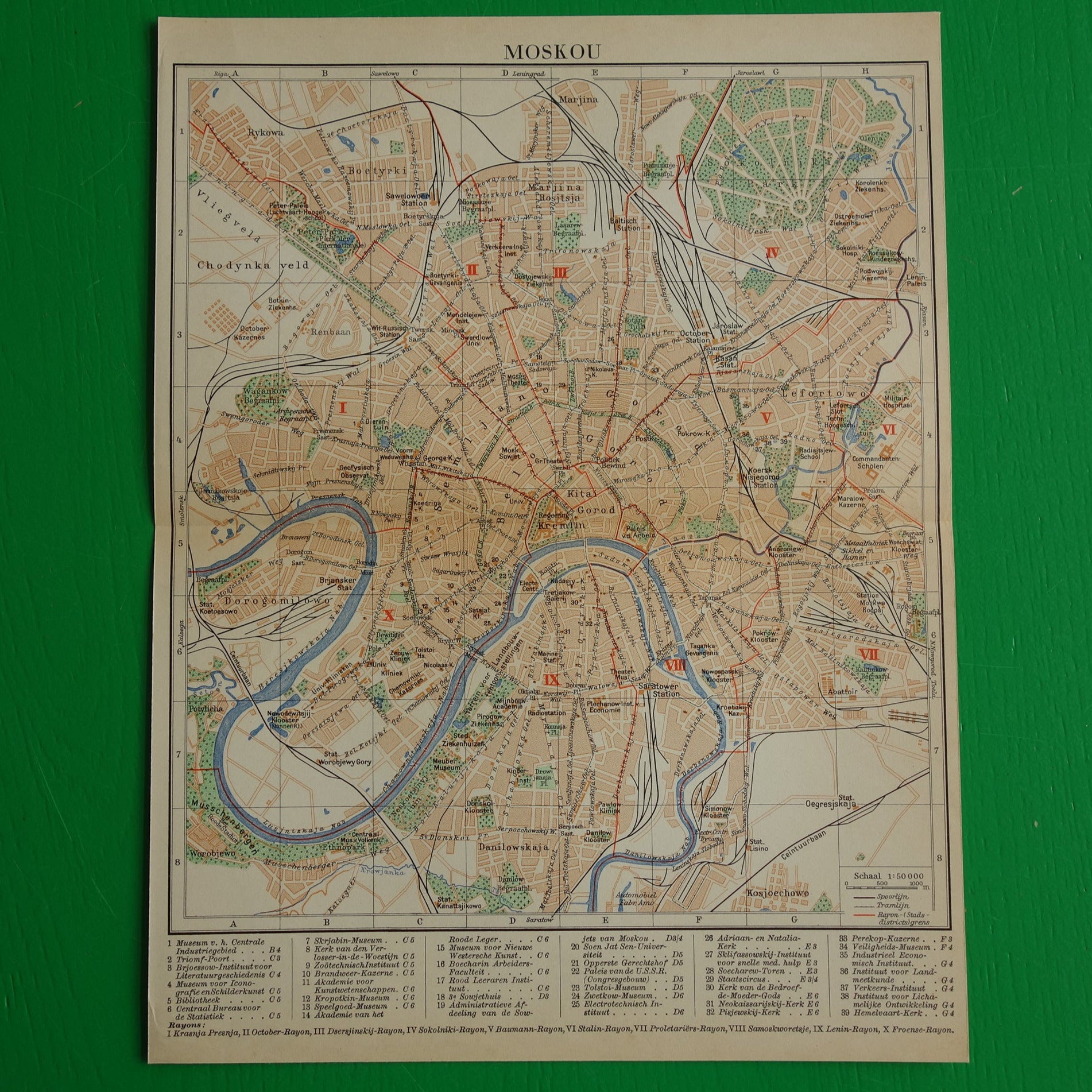 Moskou in het jaar 1937 originele plattegrond