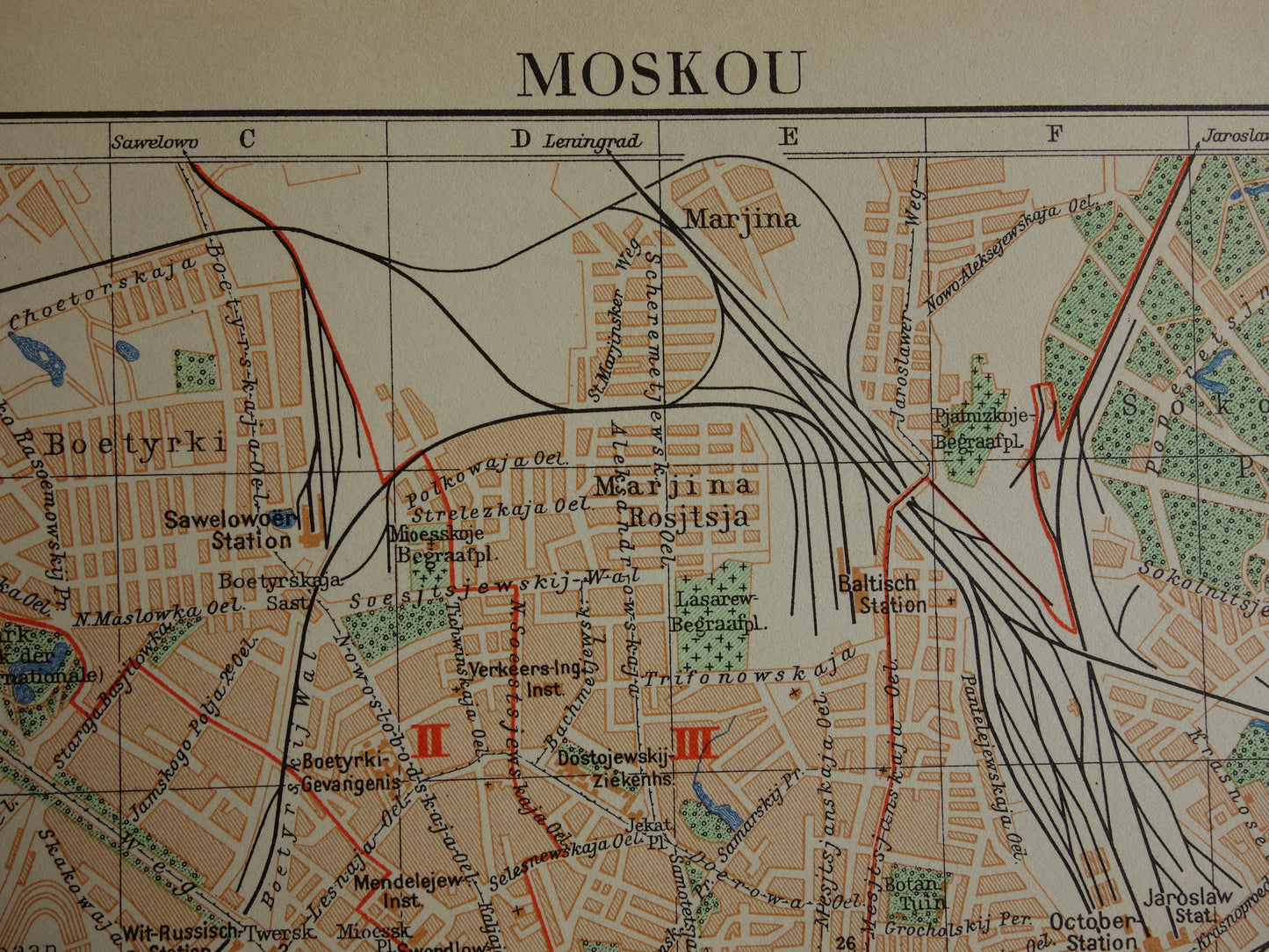 MOSCOW Vintage map of Moscow Russia from 1937 original old Dutch map