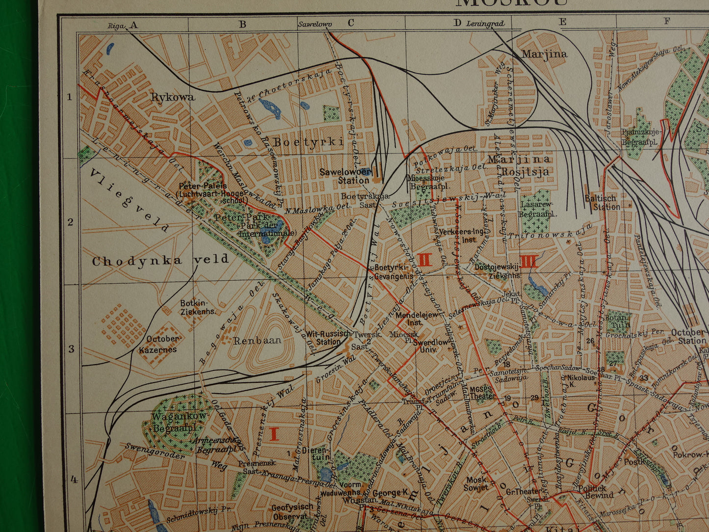 MOSCOW Vintage map of Moscow Russia from 1937 original old Dutch map