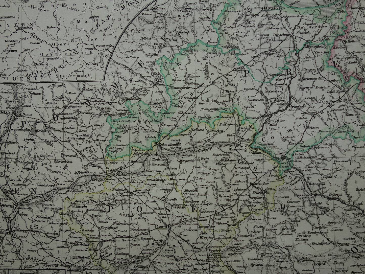 PRUSSIA Antique map of the Province of Prussia and Posen in 1878 Large original 145+ year old map Berlin Prussia Poland Germany