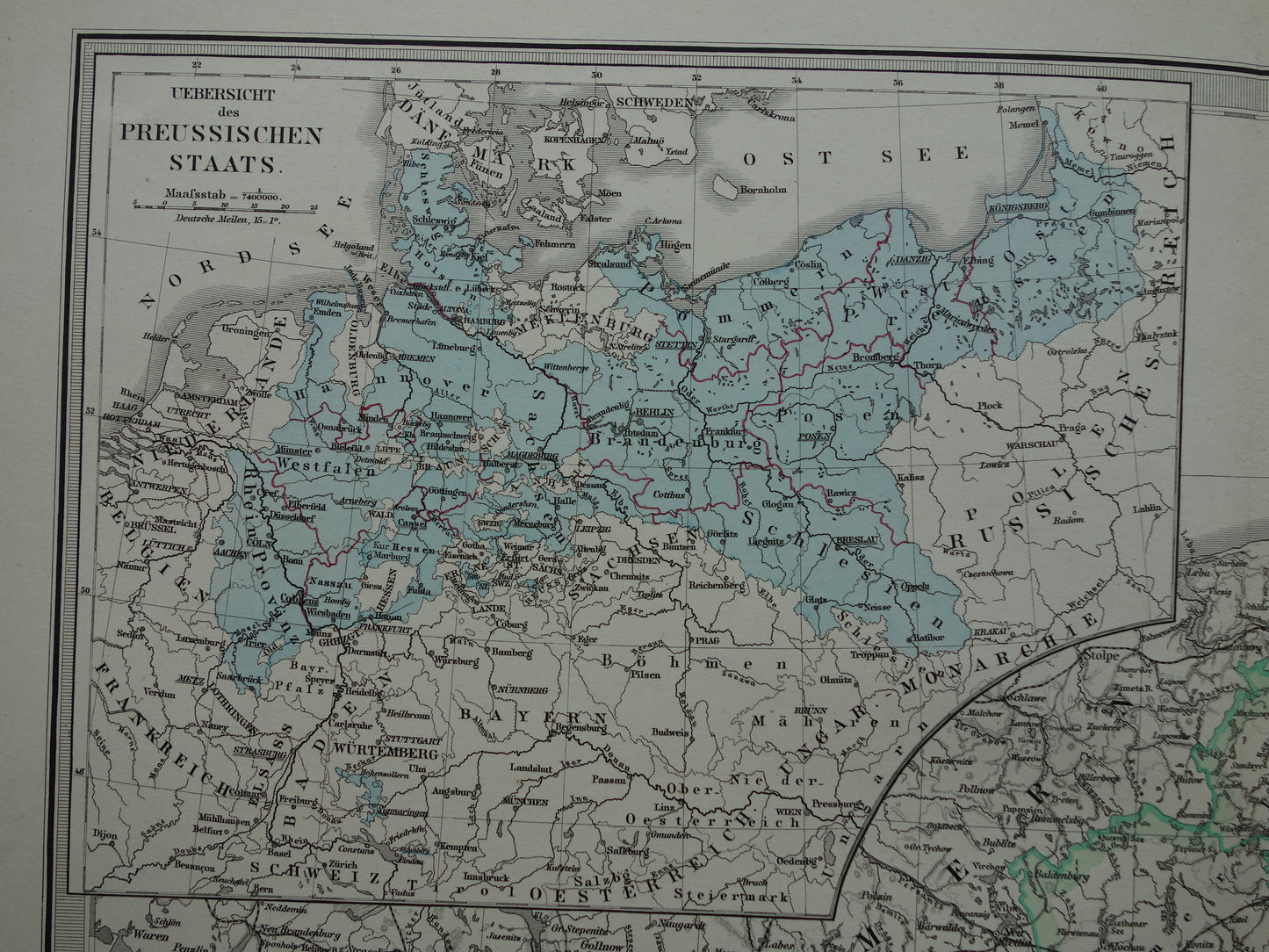 PRUSSIA Antique map of the Province of Prussia and Posen in 1878 Large original 145+ year old map Berlin Prussia Poland Germany