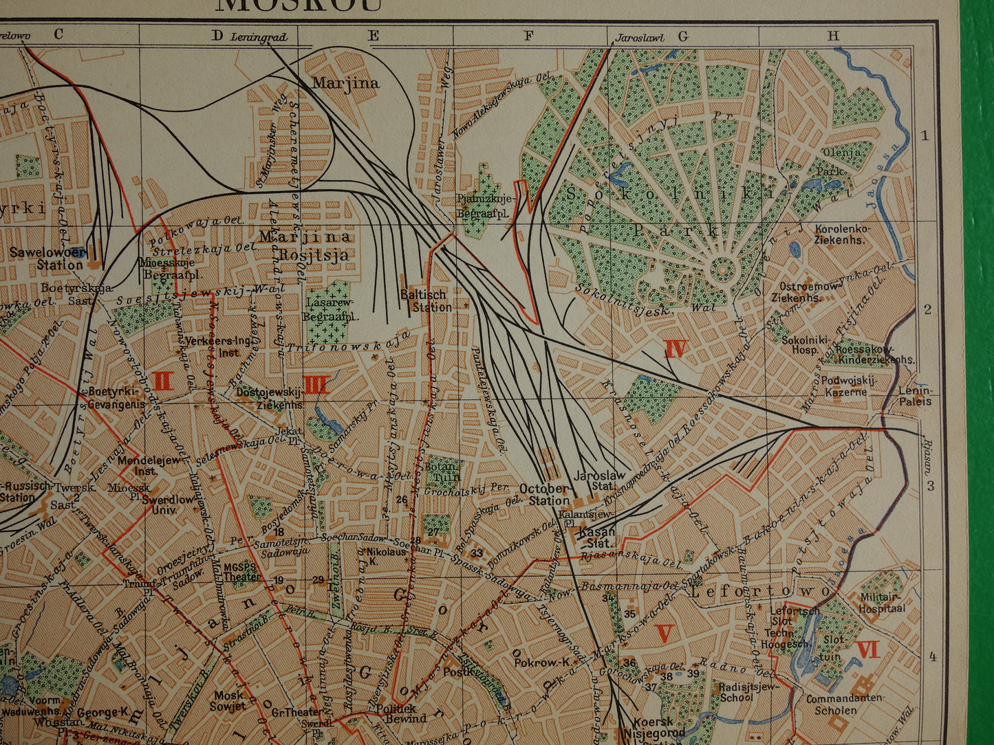 MOSCOW Vintage map of Moscow Russia from 1937 original old Dutch map